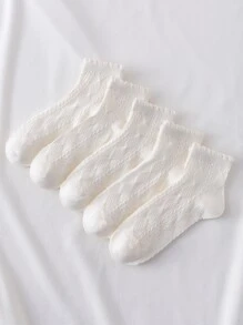 5 pares Calcetines de tripulación unicolor - Blanco - Ver 1