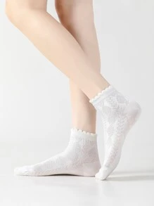 5 pares Calcetines de tripulación unicolor - Blanco - Ver 2