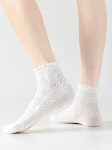 5 pares Calcetines de tripulación unicolor - Blanco - Ver 3