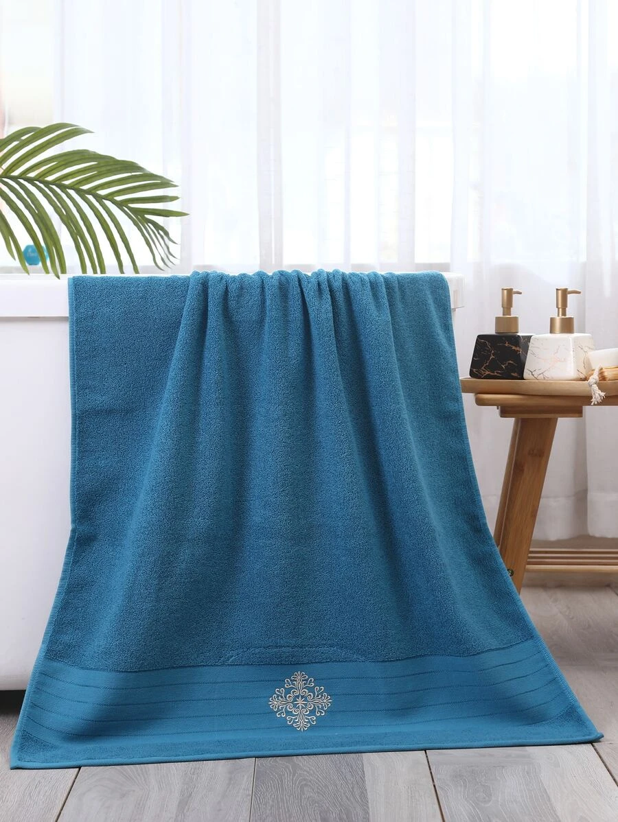 QIBHI 1PC Thêu Chi Tiết Khăn Tắm, Khăn Vải Cho Phòng Tắm, Phòng Tập Gym, Khách Sạn - Màu xanh lam - Xem 1