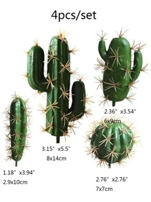 4入組/套PS人造仙人掌家居裝飾和派對用假仙人掌 - 綠色 - 查看 3
