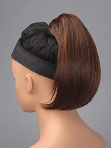Short Straight Ponytail Synthetic Hair Extension - Light Brown - View 5