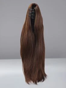 Short Straight Ponytail Synthetic Hair Extension - Light Brown - View 6