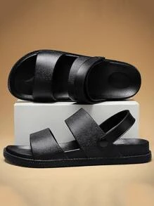 Giày Sandal Nam màu trơn dép quai hậu - màu đen - Xem 1