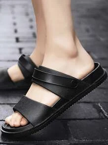 Giày Sandal Nam màu trơn dép quai hậu - màu đen - Xem 4