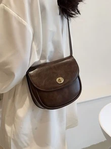 迷你扭锁翻盖马鞍包，时尚日本包包