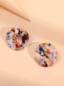 一对彩色弧形亚克力耳钉