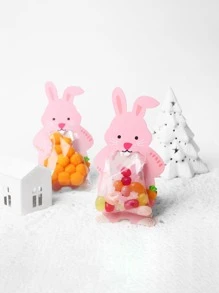 10 piezas/set Bolsa de embalaje caramelo dibujos animados lindo con diseño de conejo para casa - Rosa - Ver 2