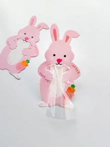 10 piezas/set Bolsa de embalaje caramelo dibujos animados lindo con diseño de conejo para casa - Rosa - Ver 3
