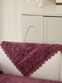 1入組素色滌綸貝殼邊沙發套毯子 - 紫色 - 查看 2