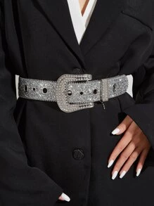 Gürtel mit Strass Dekor - Silber - Übersicht 1