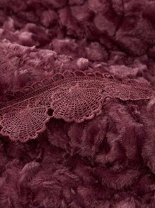 1入組素色滌綸貝殼邊沙發套毯子 - 紫色 - 查看 4