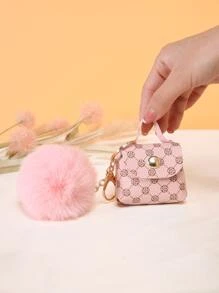 Fashionable And Versatile Bag Charm, Mini Earphone Pouch, Charm Pendant For Women Handbag, Fluffy Pom-Pom Mini Bag Charm Keychain - Multicolor - View 4