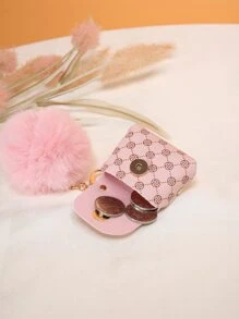 Fashionable And Versatile Bag Charm, Mini Earphone Pouch, Charm Pendant For Women Handbag, Fluffy Pom-Pom Mini Bag Charm Keychain - Multicolor - View 5