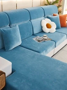 1入組彈性沙發座套客廳用簡約藍色沙發套 - 藍色 - 查看 4