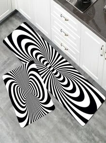 1pc Spiral Pattern Kitchen Rug, Modern Polyester Kitchen Mat For Kitchen