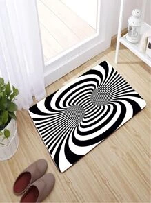 1pc Spiral Pattern Kitchen Rug, Modern Polyester Kitchen Mat For Kitchen