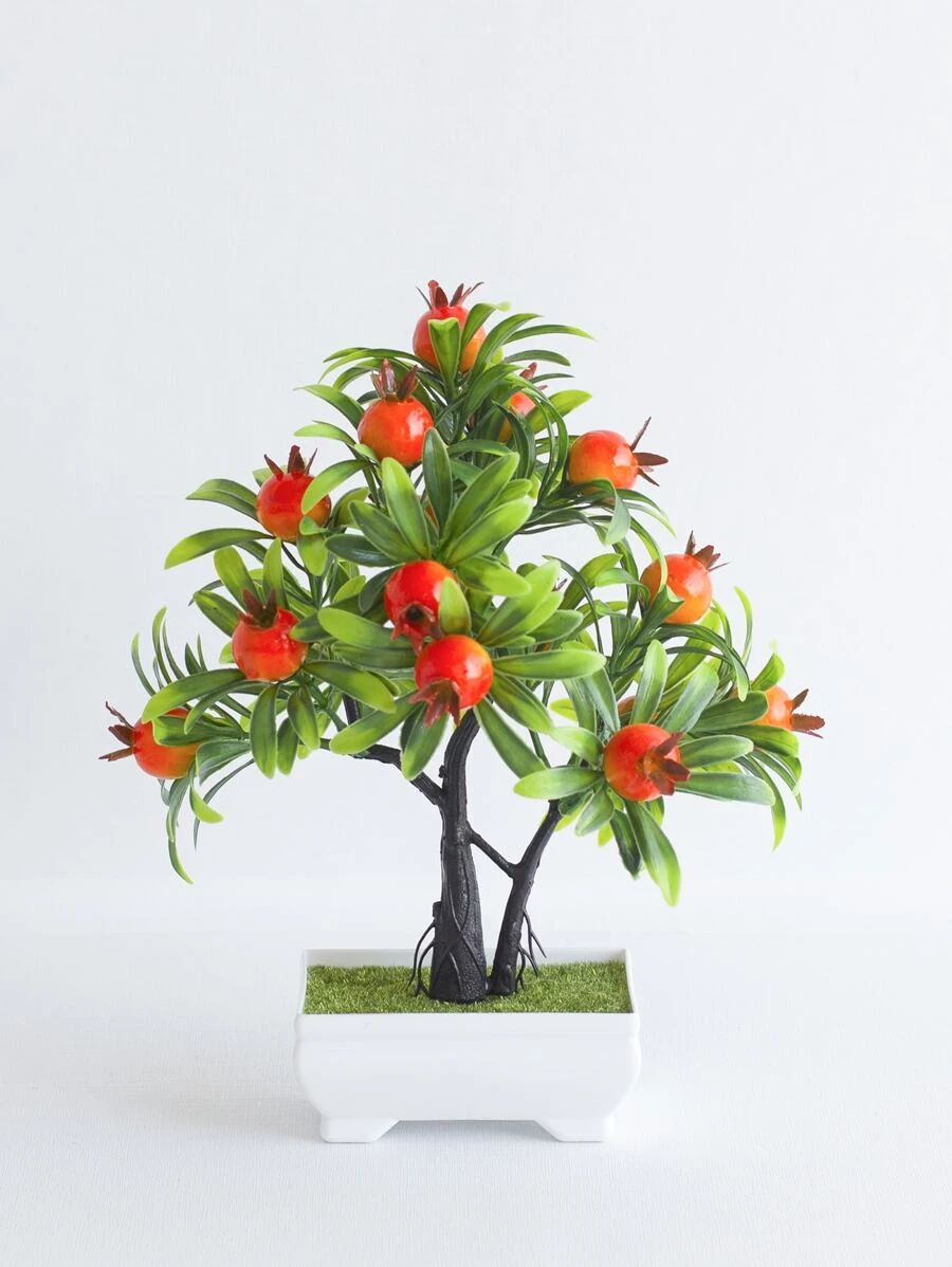 1pc Plastic Artificial Potted Plant, Simple Artificial Plant Pot For Indoor And Outdoor - Yellow - View 1