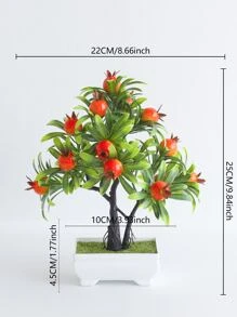 1pc Plastic Artificial Potted Plant, Simple Artificial Plant Pot For Indoor And Outdoor - Yellow - View 4