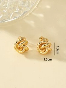 1pair Fashionable Twisted Metal Ear Clips (Non-Pierced) - Yellow Gold - View 4
