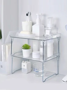 1pc Clear Desk Storage Rack, Minimalist PMMA Foldable Storage Holder For Kitchen - Clear - View 1