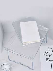 1pc Clear Desk Storage Rack, Minimalist PMMA Foldable Storage Holder For Kitchen - Clear - View 2