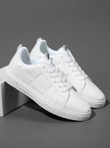 男士板鞋前綁帶運動鞋白色