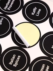 4 piezas Condimento Pegatina & 1 pieza simple papel Botella Pegatina para cocina - Negro - Ver 3