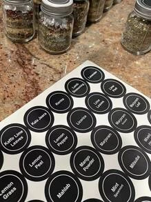 4 piezas Condimento Pegatina & 1 pieza simple papel Botella Pegatina para cocina - Negro - Ver 4