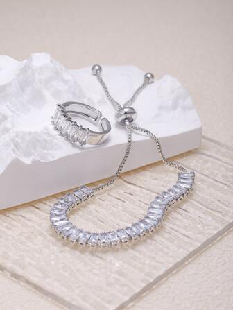 เพชรคิวบิกเซอร์โคเนีย ตกแต่ง สร้อยข้อมือ & แหวน