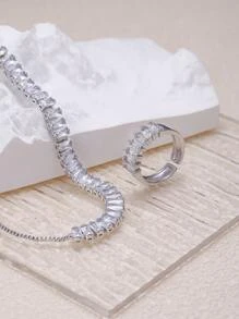Pulsera zirconia cúbica & Anillo - Plateado - Ver 2