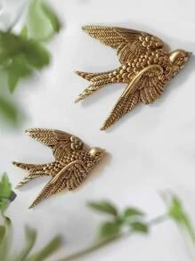 1pc ABS Wall Hanging, Bird Design Hanging Decoration For Home,Home Decor ,Room Decor,Wall Decor Gifts Birthday Graduation - Gold - View 2