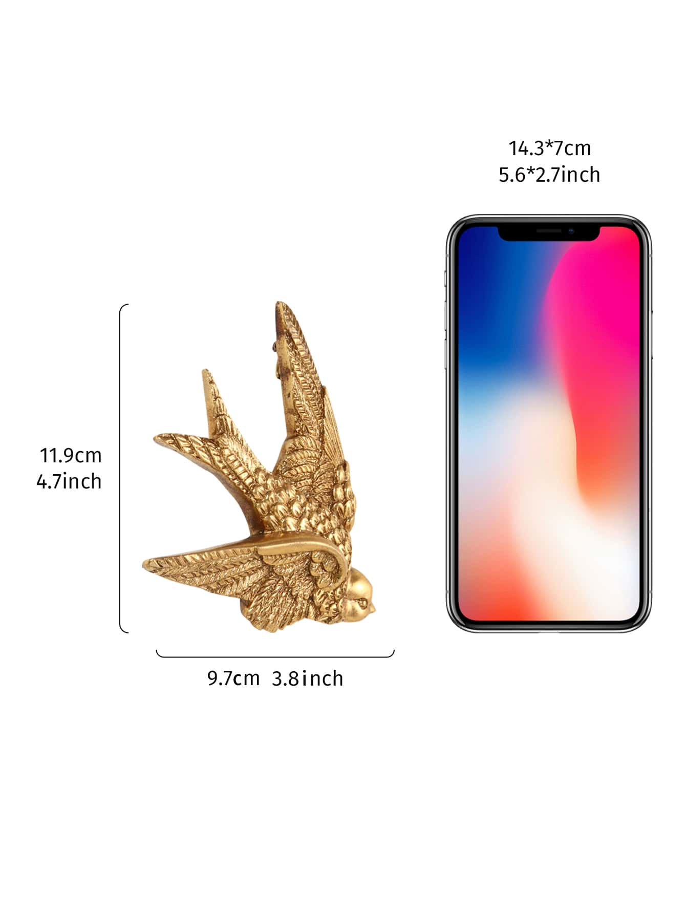 1 st ABS vägghängande, fågeldesign hängande dekoration för hem, heminredning, rumsdekoration, väggdekoration - Guld - Visa 4