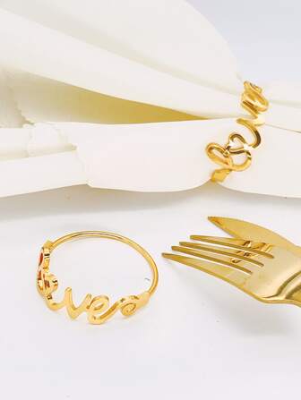 1入組鐵合金餐巾簡約字母裝飾餐巾環