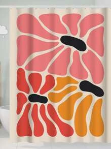 1 pieza Cortina de ducha con patrón abstracto ducha poliéster impermeable para cuarto de baño - Multicolor - Ver 1
