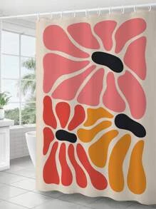 1 pieza Cortina de ducha con patrón abstracto ducha poliéster impermeable para cuarto de baño - Multicolor - Ver 3