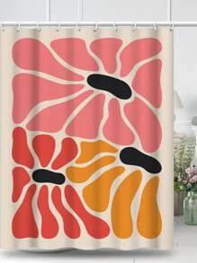 1 pieza Cortina de ducha con patrón abstracto ducha poliéster impermeable para cuarto de baño - Multicolor - Ver 4