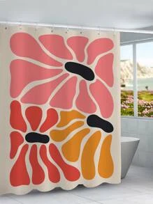 1 pieza Cortina de ducha con patrón abstracto ducha poliéster impermeable para cuarto de baño - Multicolor - Ver 5