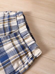 SHEIN Explorewe 男嬰格紋印花西裝領襯衫和短褲