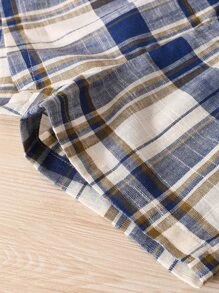 SHEIN Explorewe 男嬰格紋印花西裝領襯衫和短褲