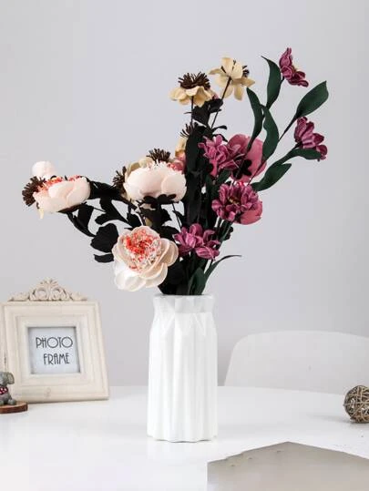 1入組塑膠極簡白色花瓶裝飾