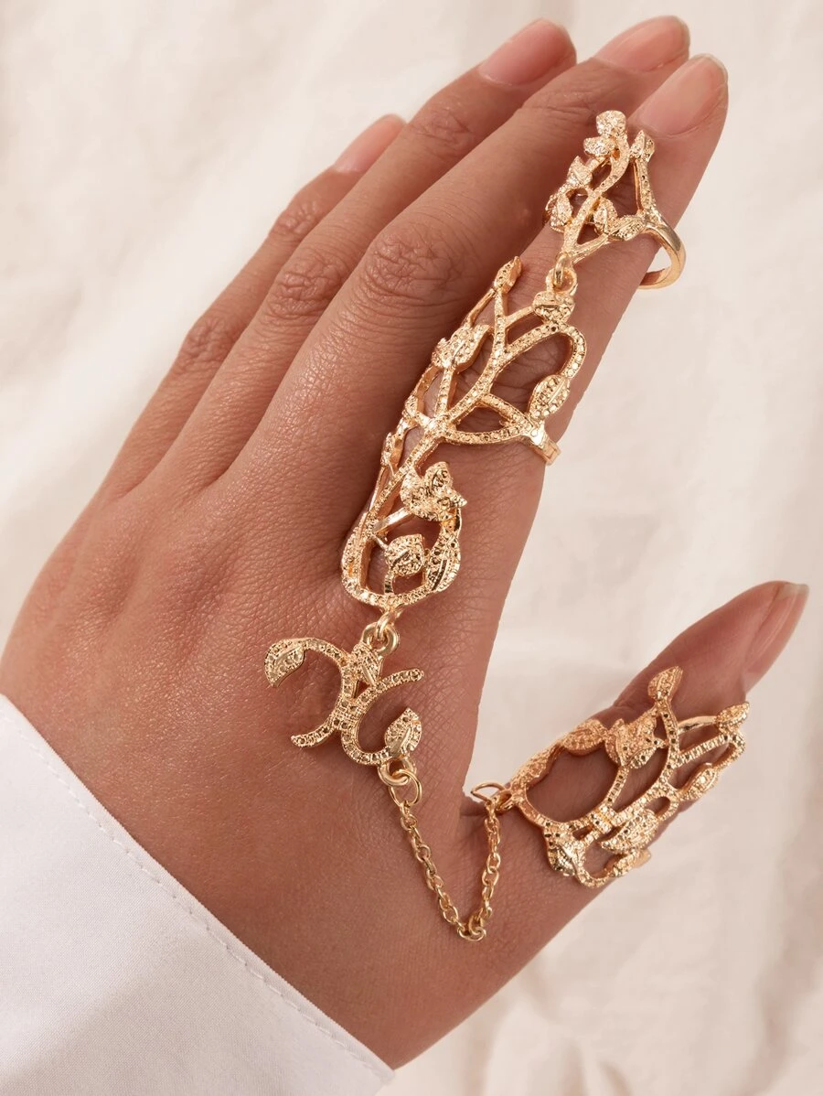 imoli Anillo con dedo con diseño de hoja