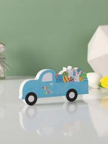 1 pieza Pascua de Resurrección conejo & huevo Decoración con dibujos animados madera Objeto decorativo para escritorio - Multicolor - Ver 2