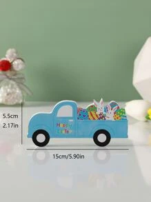 1 pieza Pascua de Resurrección conejo & huevo Decoración con dibujos animados madera Objeto decorativo para escritorio - Multicolor - Ver 3