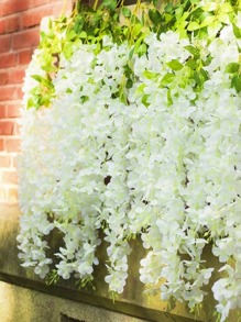 MEHELANY 12 cái/gói hoặc 4 cái/gói hoặc 1 cái/gói hoa đậu nành xanh nhân tạo treo, hoa tử đằng treo dạng dây leo trang trí cho tiệc, đám cưới, nhà cửa, vườn - trắng - Xem 3