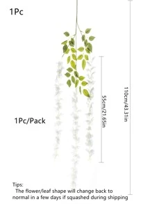 MEHELANY 12 cái/gói hoặc 4 cái/gói hoặc 1 cái/gói hoa đậu nành xanh nhân tạo treo, hoa tử đằng treo dạng dây leo trang trí cho tiệc, đám cưới, nhà cửa, vườn - trắng - Xem 5