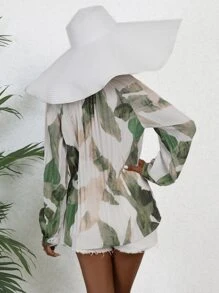 GENKIRA Camisa con estampado con botón delantero - Blanco - Ver 2