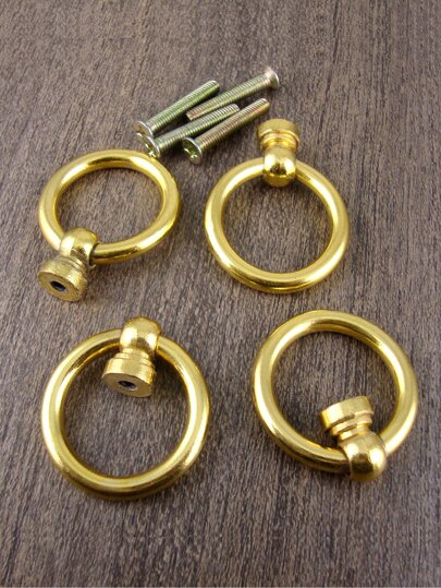 مقبض درج من سبائك الزنك  مقبض سحب درج بتصميم حلقة للمنزل 4 قطعة