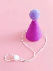 1入組絨球裝飾寵物帽子和1入組標語繡花寵物圍兜 - 紫色 - 查看 7