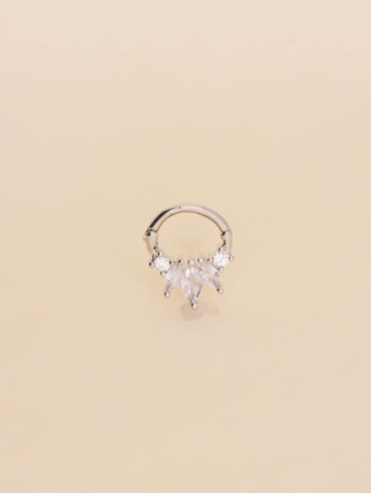 1入組方晶鋯石裝飾圓耳環